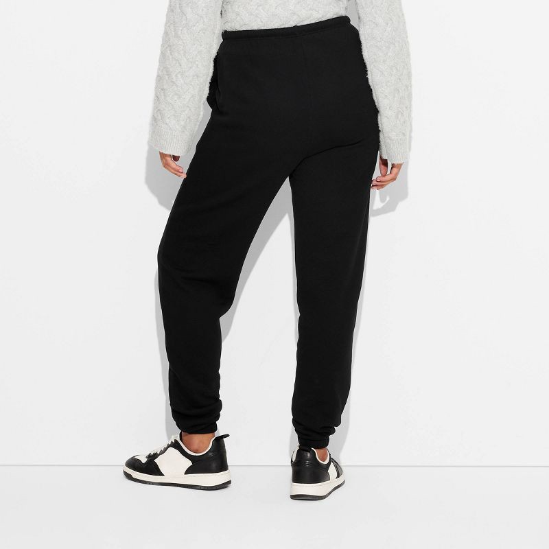 slide 3 of 3, Women's High-Rise Slim Fit Joggers - Wild Fable™ Black XL: Cotton Fleece, Elastic Waist, 29" Inseam, 1 ct