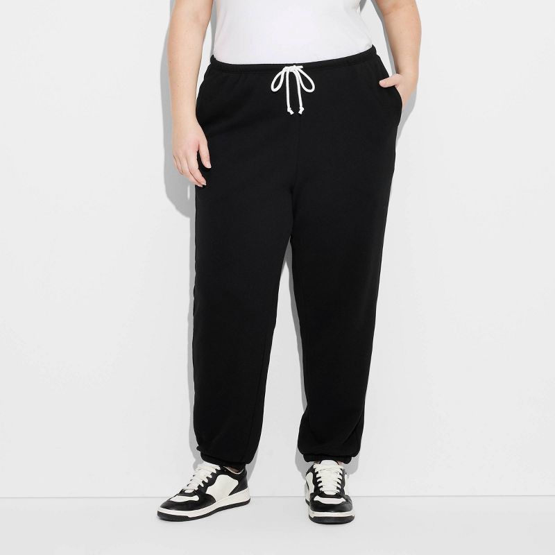slide 2 of 3, Women's High-Rise Slim Fit Joggers - Wild Fable™ Black XXL: Cotton Fleece, Elastic Waist, 29" Inseam, 1 ct