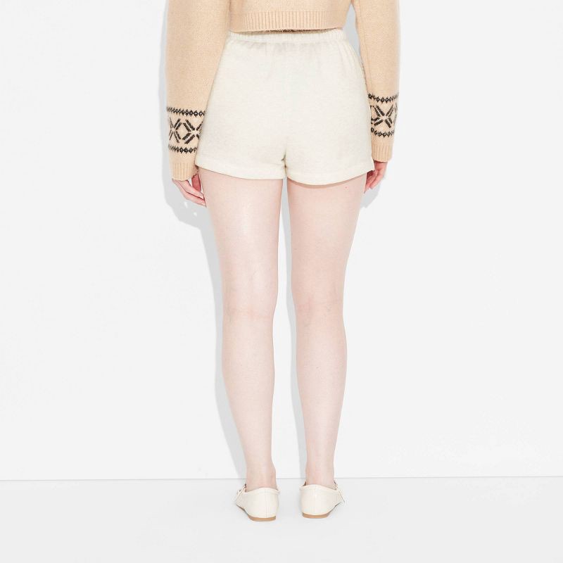 slide 3 of 3, Women's Mid-Rise Fleece Pull-On Shorts - Wild Fable™ Heather Gray M: Elastic Waist, Pull-On Style, 1 ct