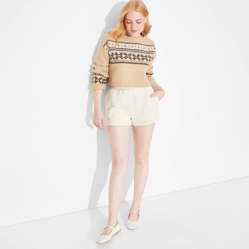 slide 1 of 3, Women's Mid-Rise Fleece Pull-On Shorts - Wild Fable™ Heather Gray M: Elastic Waist, Pull-On Style, 1 ct