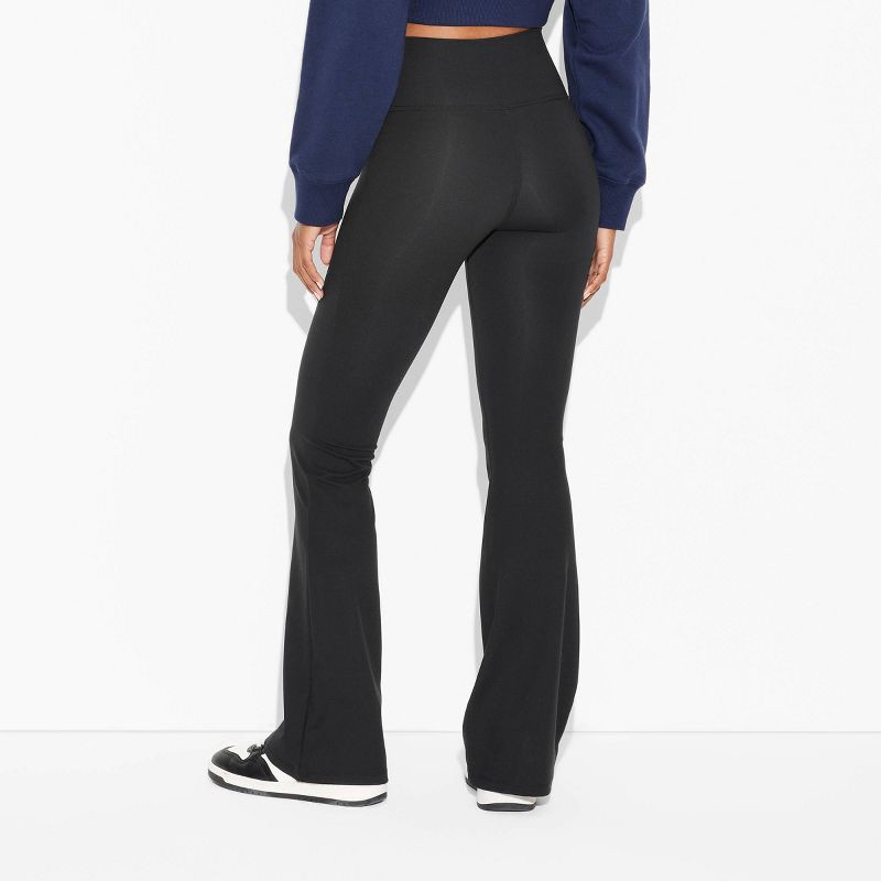 slide 3 of 3, Women's ButterBliss High-Waisted Flare Leggings - Wild Fable™ Black XL: Recycled Polyester, Spandex, Slim Fit, 32.25" Inseam, 1 ct