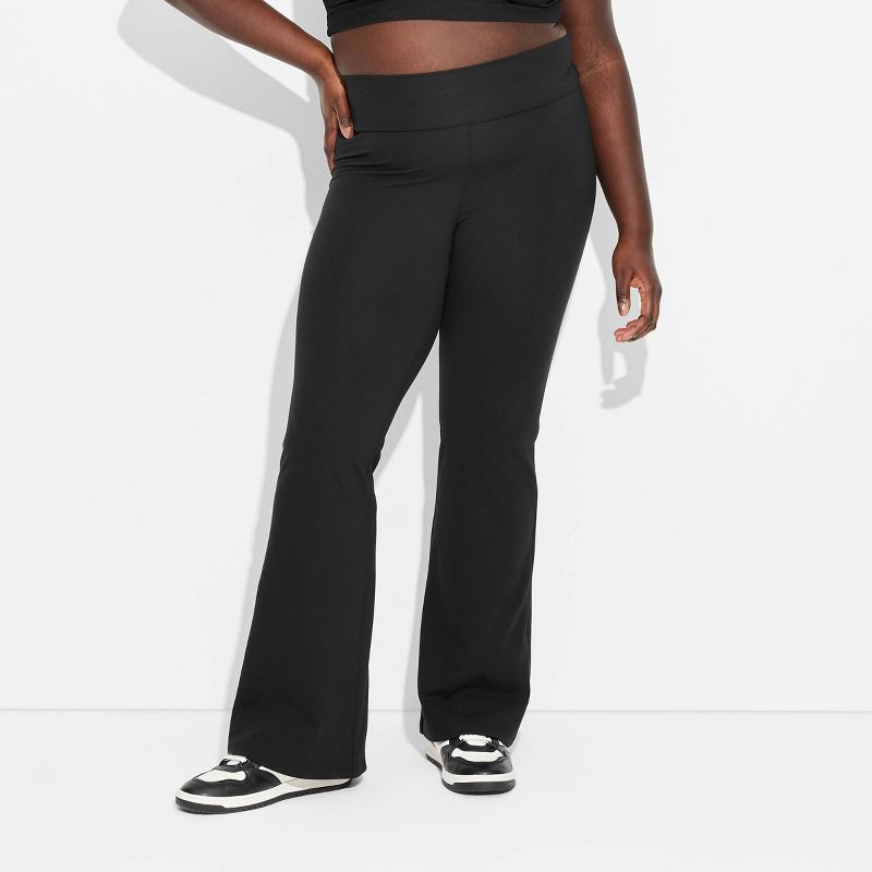 slide 2 of 3, Women's ButterBliss High-Waisted Flare Leggings - Wild Fable™ Black XXL: Recycled Polyester, Slim Fit, 1 ct