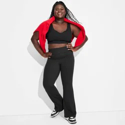 Women's ButterBliss High-Waisted Flare Leggings - Wild Fable™ Black XXL: Recycled Polyester, Slim Fit