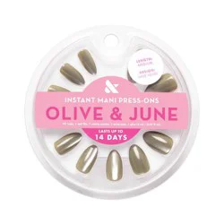 Olive & June Press-On Fake Nails - Almond Medium - Sage Velvet - 42ct: Gloss, Vegan, Paraben-Free, Animal By-Product-Free