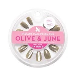 Olive & June Press-On Fake Nails - Almond Medium - Sage Velvet - 42ct: Gloss, Vegan, Paraben-Free, Animal By-Product-Free