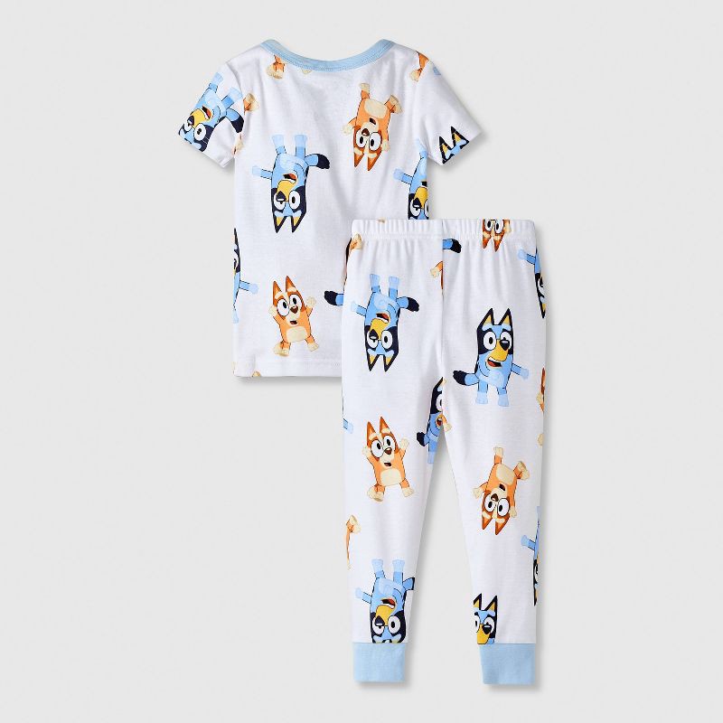 slide 2 of 4, Toddler Boys' 4pc Snug Fit Cotton Bluey Pajama Set - White 12M: Crew Neck, Pullover, 100% Cotton, 4 ct