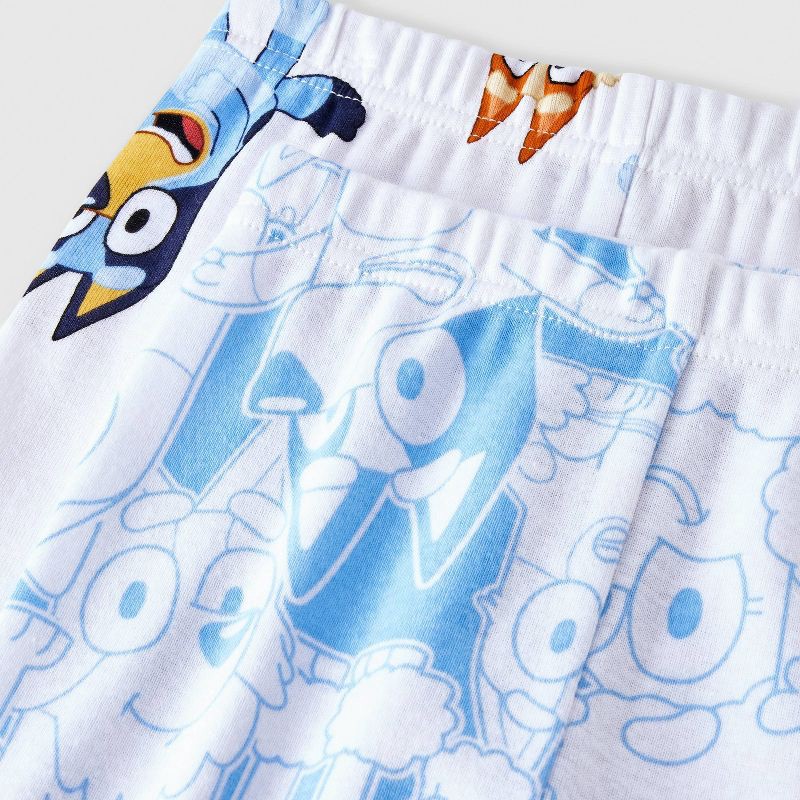 slide 4 of 4, Toddler Boys' 4pc Snug Fit Cotton Bluey Pajama Set - White 12M: Crew Neck, Pullover, 100% Cotton, 4 ct