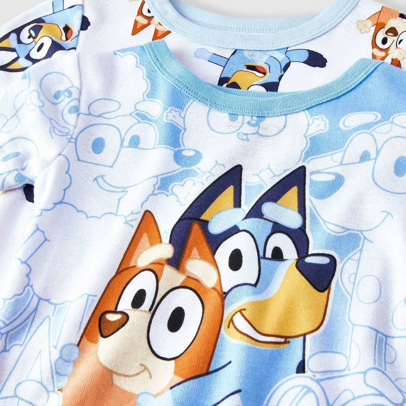 slide 3 of 4, Toddler Boys' 4pc Snug Fit Cotton Bluey Pajama Set - White 3T: Crew Neck, Pullover, 100% Cotton, 4 ct