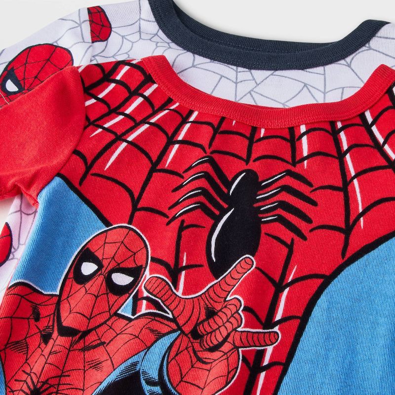 slide 3 of 4, Toddler Boys' 4pc Snug Fit Cotton Spider-Man Pajama Set - Red 5T: Crew Neck, Short & Long Sleeve, Machine Washable, 4 ct