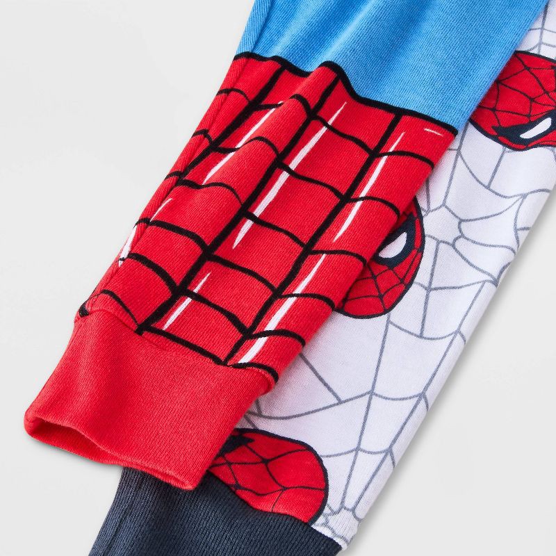 slide 4 of 4, Toddler Boys' 4pc Snug Fit Cotton Spider-Man Pajama Set - Red 5T: Crew Neck, Short & Long Sleeve, Machine Washable, 4 ct