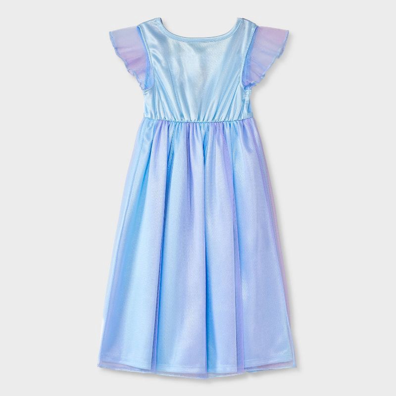 slide 2 of 4, Toddler Girls' Frozen Elsa NightGown - Blue 4T: Polyester, Lightweight, Crew Neck, Short Sleeve, 1 ct