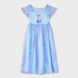 Toddler Girls' Frozen Elsa NightGown - Blue 5T: Polyester, Lightweight, Crew Neck, Short Sleeve, Machine Washable