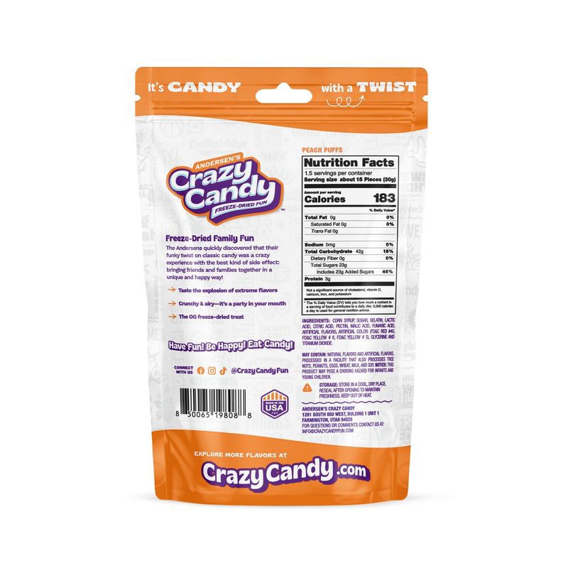 slide 4 of 4, Crazy Candy Freeze Dried Candy - Peach Puffs - 1.7oz, 1.7 oz