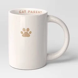 14oz Stoneware Embossed Paw Cat Parent Mug Ivory - Room Essentials™