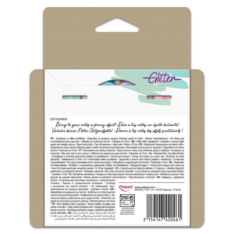 slide 4 of 4, Maped 4pk Fluo Peps Classic Pastel Glitter Highlighters, 4 ct