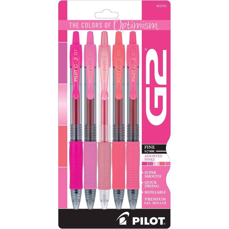 slide 1 of 7, G2 Gel Pilot 5pk G2 Boost Gel Pens Fine Point 0.7mm Assorted Pink Ink, 5 ct