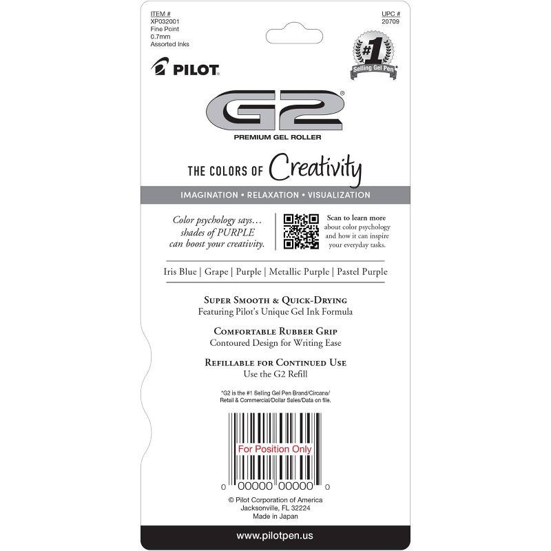 slide 7 of 7, G2 Gel Pilot 5pk G2 Boost Gel Pens Fine Point 0.7mm Assorted Purple Ink, 5 ct