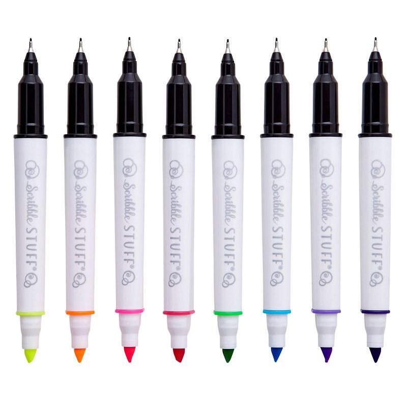 slide 6 of 9, Scribble Stuff 8ct Doubled Ended Highlighter Marker/Fine Tip Pen, 8 ct