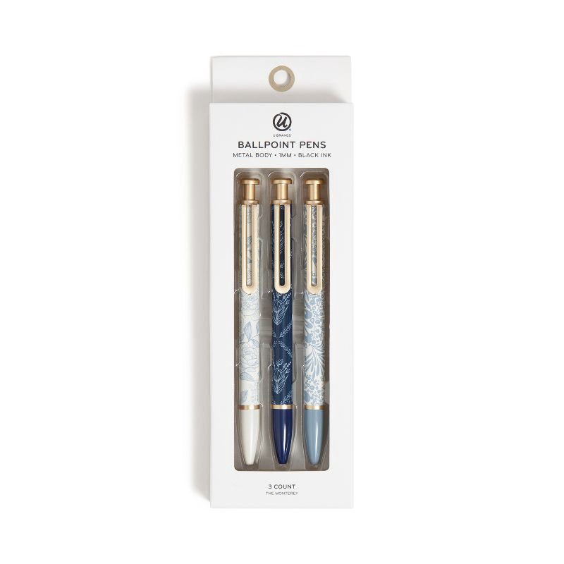 slide 3 of 5, U Brands 3ct Monterey Ballpoint Pens Ornate Florals, 3 ct