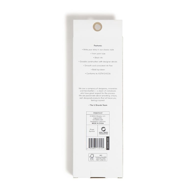 slide 4 of 5, U Brands 2ct Monterey Ballpoint Ink Pens White and Black, 2 ct