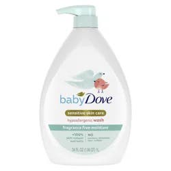 Baby Dove Fragrance Free Moisture Baby Body Wash & Shampoo Hypoallergenic for Eczema-Prone Skin - 34 fl oz