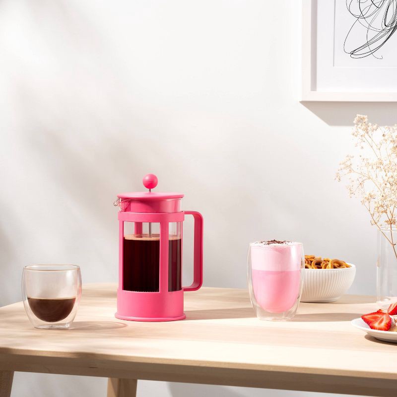 slide 4 of 5, Bodum Kenya 8 Cup 34oz French Press Coffee Maker Pink: Manual Coffee Pot, BPA-Free, Dishwasher-Safe, Reusable Filter, 34 oz