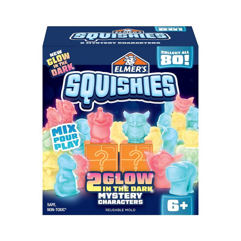 slide 1 of 7, Elmer's 2ct Squishies Glow in the Dark Mystery Characters, 2 ct
