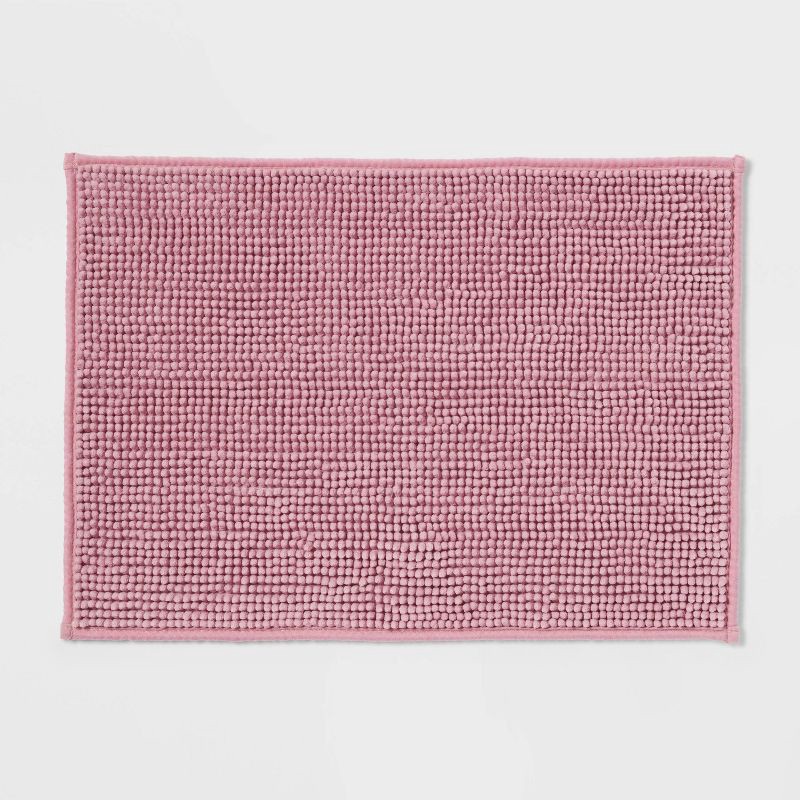 slide 1 of 4, 17"x24" Everyday Chenille Bath Rug Pink - Room Essentials™, 1 ct