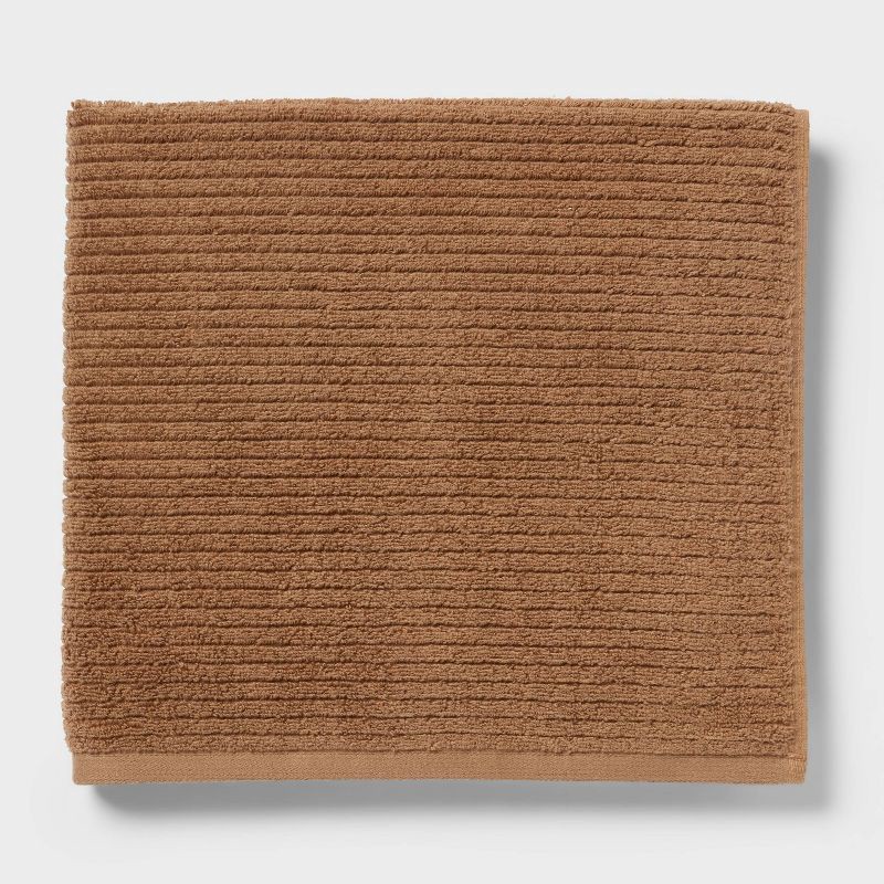slide 3 of 4, 2pk Quick Dry Ribbed Bath Towel Set Light Brown - Threshold™, 2 ct