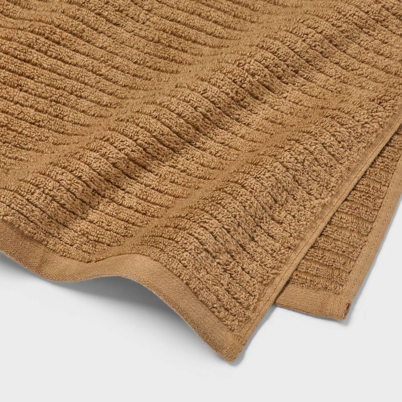 slide 4 of 4, 2pk Quick Dry Ribbed Bath Towel Set Light Brown - Threshold™, 2 ct