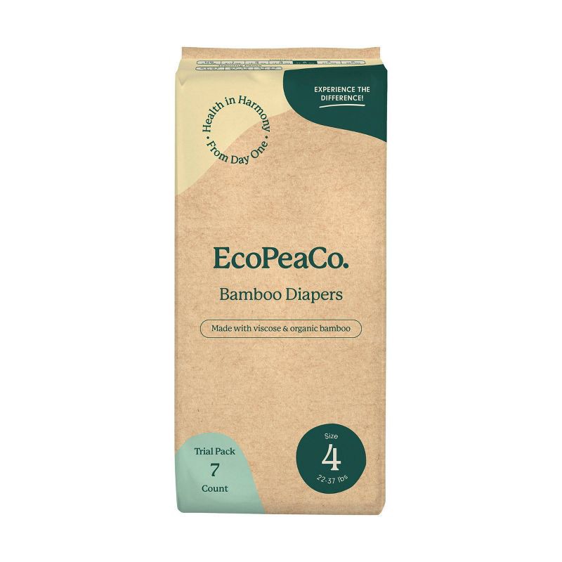 slide 1 of 19, EcoPeaCo. Bamboo Disposable Diapers Made with Organic Bamboo and Viscose - Trial and Travel - Size 4 - 7ct, 4 x 7 ct