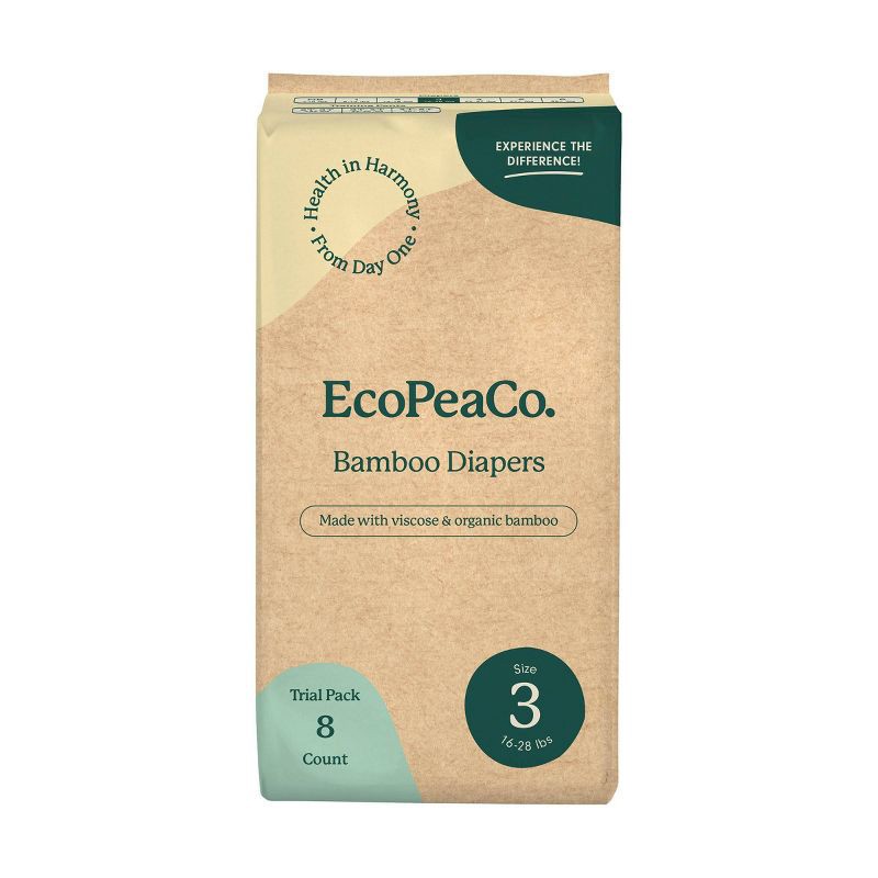 slide 1 of 17, EcoPeaCo. Bamboo Disposable Diapers Made with Organic Bamboo and Viscose - Trial and Travel - Size 3 - 8ct, 3 x 8 ct