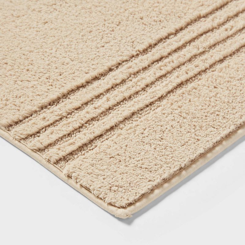 slide 3 of 4, 2pc 17"x24" and 20"x34" Performance Plus Textured Cotton Striped Non Skid Bath Rug Set Tan - Threshold™, 2 ct