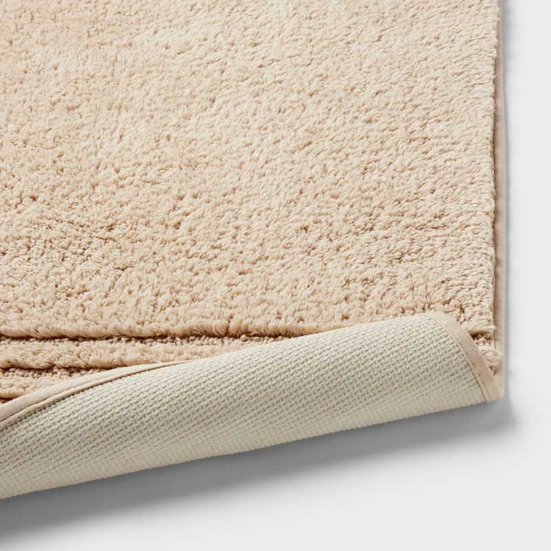 slide 4 of 4, 2pc 17"x24" and 20"x34" Performance Plus Textured Cotton Striped Non Skid Bath Rug Set Tan - Threshold™, 2 ct