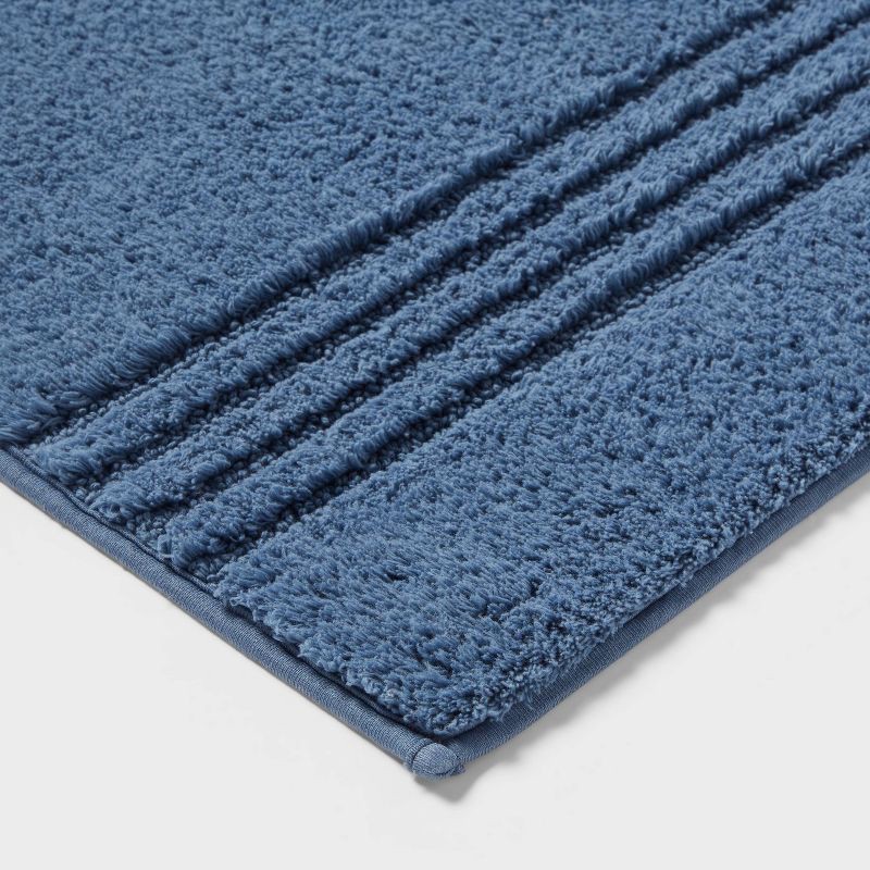 slide 3 of 4, 2pc 17"x24" and 20"x34" Performance Plus Textured Cotton Striped Non Skid Bath Rug Set Blue - Threshold™, 2 ct