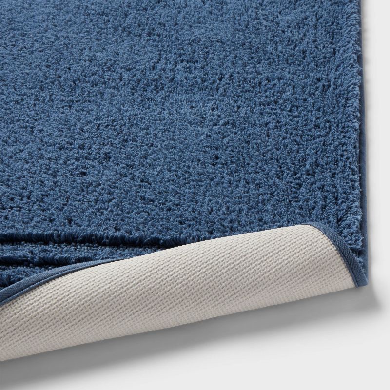 slide 4 of 4, 2pc 17"x24" and 20"x34" Performance Plus Textured Cotton Striped Non Skid Bath Rug Set Blue - Threshold™, 2 ct