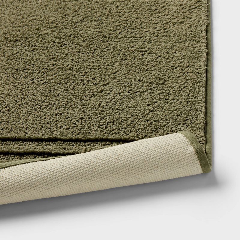 slide 4 of 4, 2pc 17"x24" and 20"x34" Performance Plus Textured Cotton Striped Non Skid Bath Rug Set Moss Green - Threshold™, 2 ct