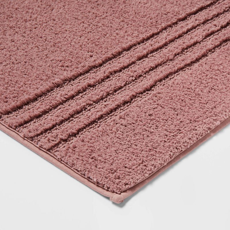 slide 3 of 4, 2pc 17"x24" and 20"x34" Performance Plus Textured Cotton Striped Non Skid Bath Rug Set Mauve - Threshold™, 2 ct