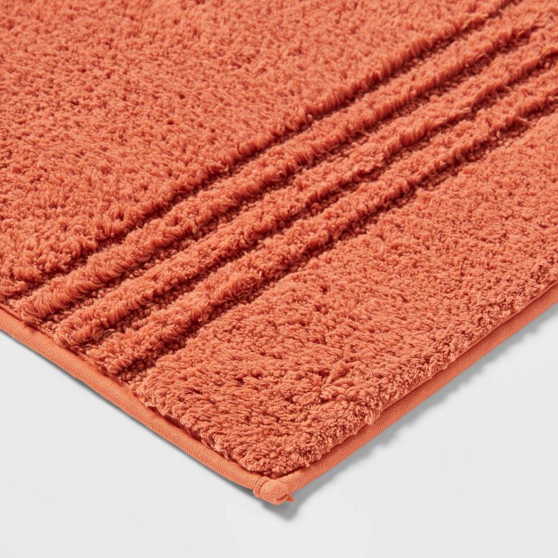 slide 3 of 4, 2pc 17"x24" and 20"x34" Performance Plus Textured Cotton Striped Non Skid Bath Rug Set Terracotta - Threshold™, 2 ct