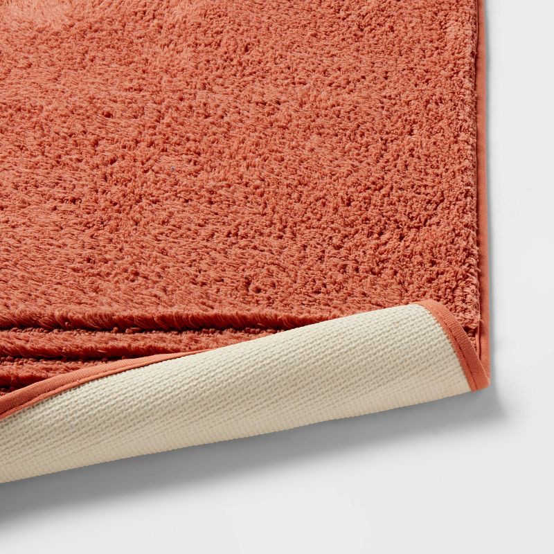 slide 4 of 4, 2pc 17"x24" and 20"x34" Performance Plus Textured Cotton Striped Non Skid Bath Rug Set Terracotta - Threshold™, 2 ct