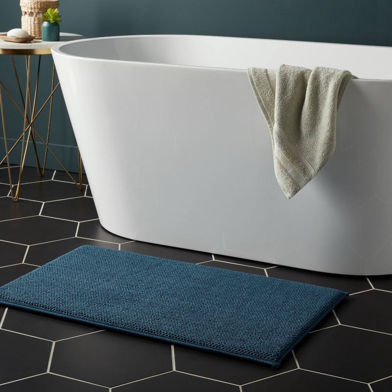 slide 2 of 4, 20"x34" Performance Plus Cotton Memory Foam Bath Rug Teal - Threshold™, 1 ct