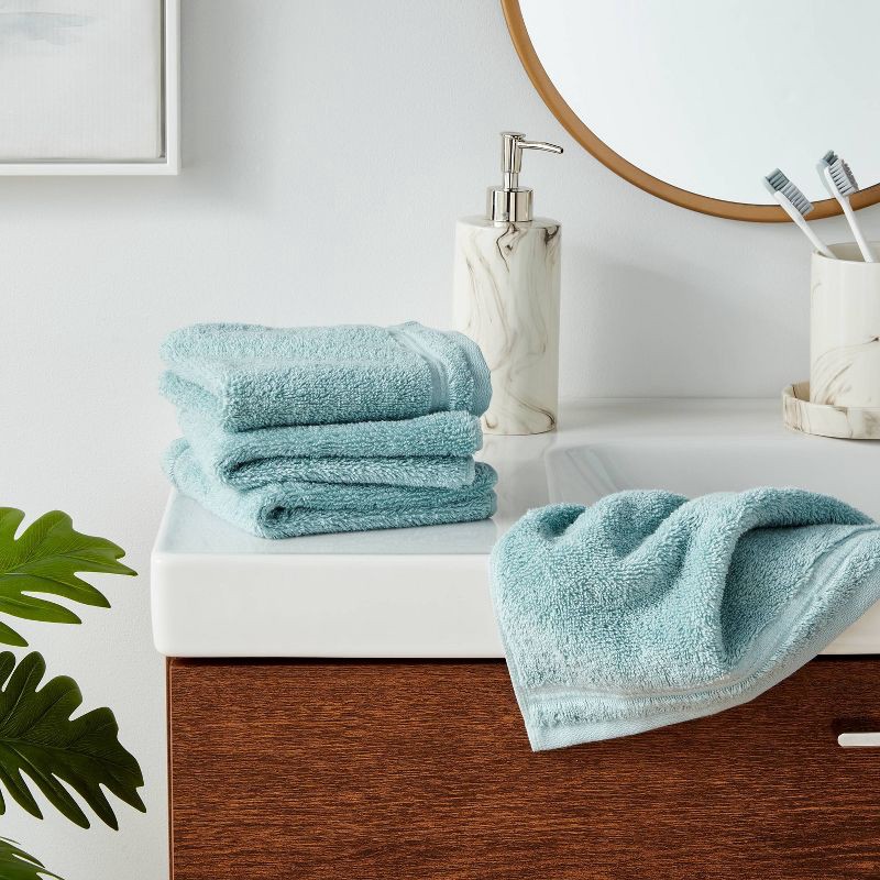 slide 2 of 5, 4pk Total Fresh Antimicrobial Washcloth Set Aqua - Threshold™, 4 ct