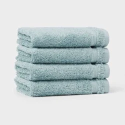 4pk Total Fresh Antimicrobial Washcloth Set Aqua - Threshold™