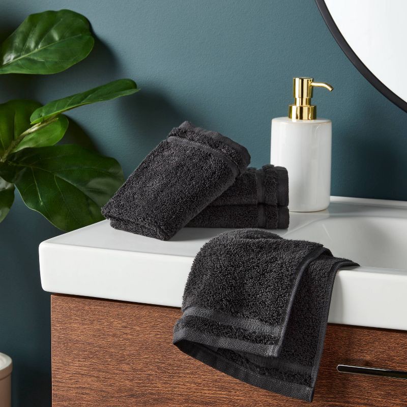 slide 2 of 5, 4pk Total Fresh Antimicrobial Washcloth Set Black - Threshold™, 4 ct