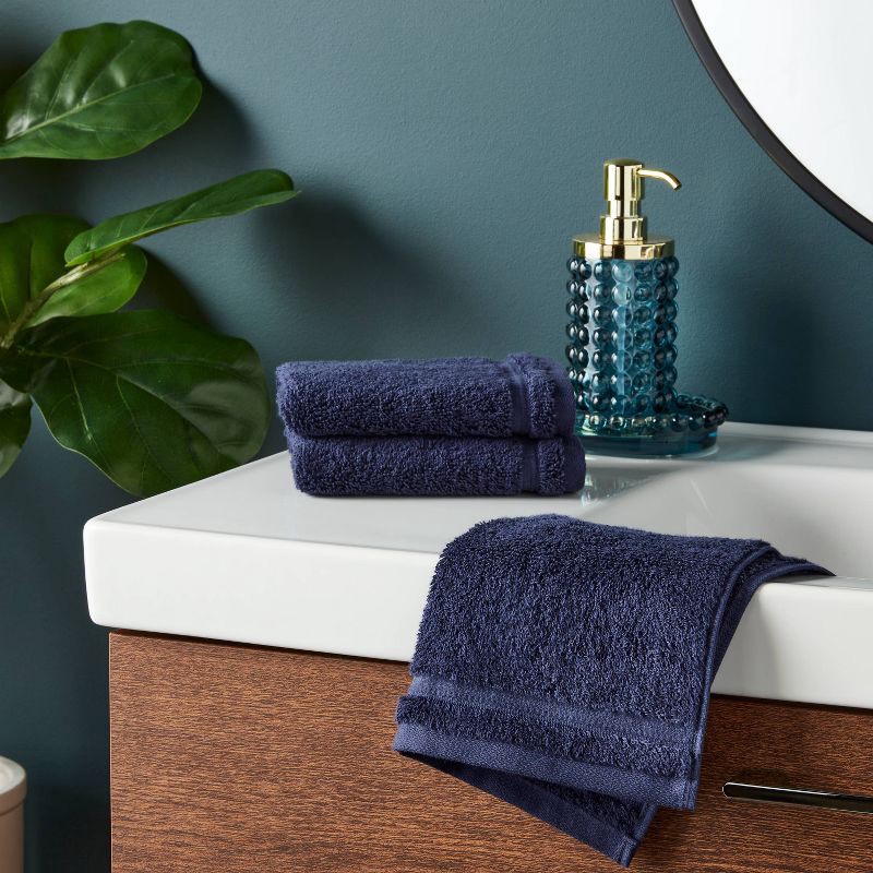 slide 2 of 5, 4pk Total Fresh Antimicrobial Washcloth Set Navy - Threshold™, 4 ct