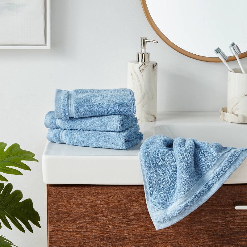 slide 2 of 5, 4pk Total Fresh Antimicrobial Washcloth Set Blue - Threshold™, 4 ct
