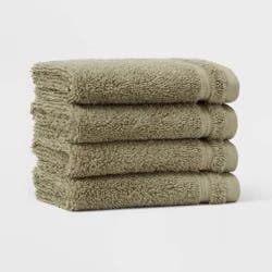 4pk Total Fresh Antimicrobial Washcloth Set Olive Green - Threshold™