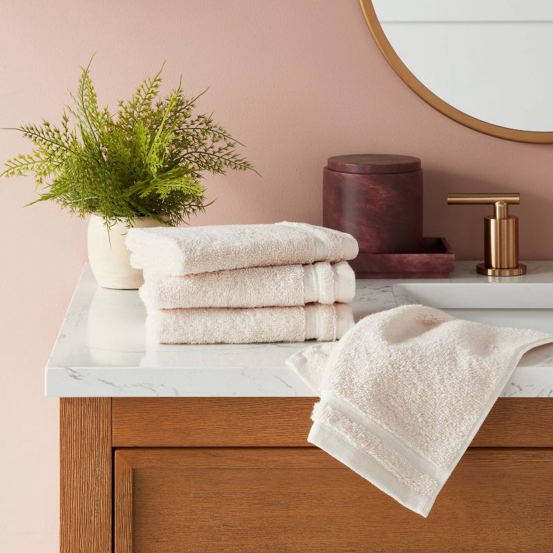 slide 2 of 5, 4pk Total Fresh Antimicrobial Washcloth Set Tan - Threshold™, 4 ct