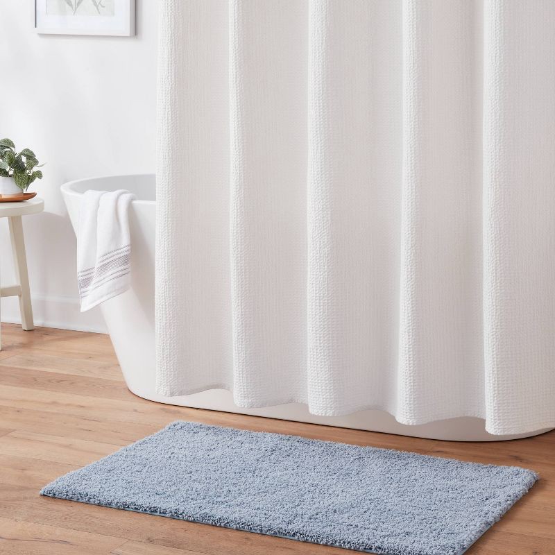 slide 2 of 4, 24"x38" Performance Plus Plush Non Skid Bath Rug Light Blue - Threshold™, 1 ct