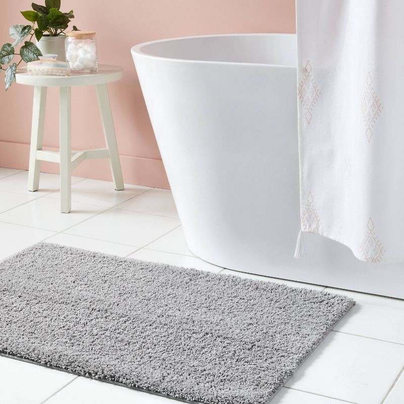 slide 2 of 4, 24"x38" Performance Plus Plush Non Skid Bath Rug Light Gray - Threshold™, 1 ct